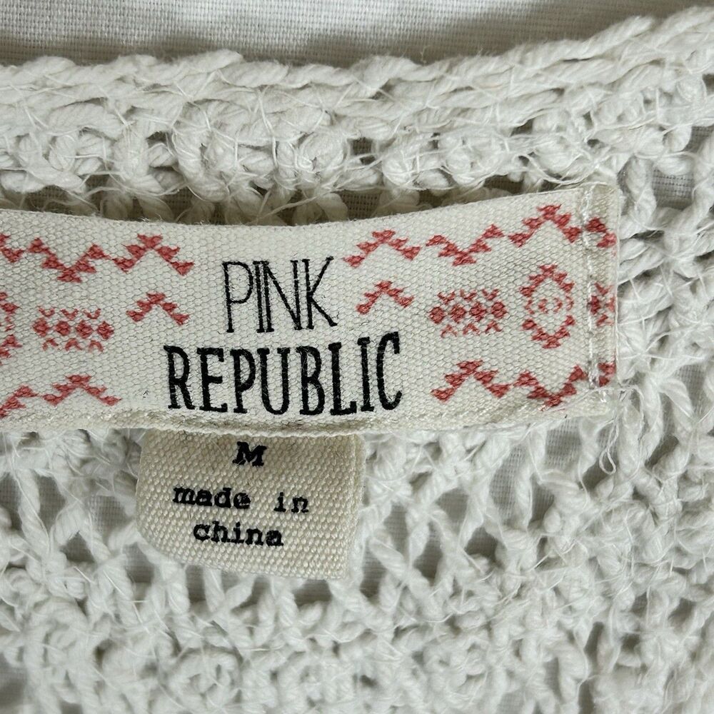 Pink Republic Medium Crocheted Sundress Summer Dress Racerback Coral Chevron - Picture 6 of 16